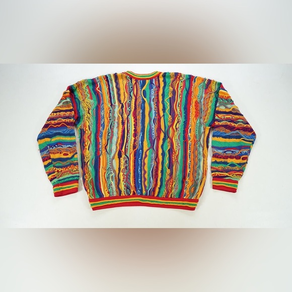 Vintage COOGI Crazy Striped V Neck Knit Sweater - Picture 2 of 4